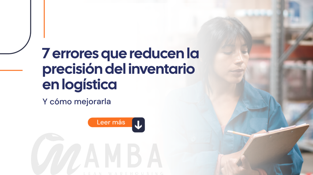 Representación de los principales errores que afectan la precisión del inventario en un almacén logístico.