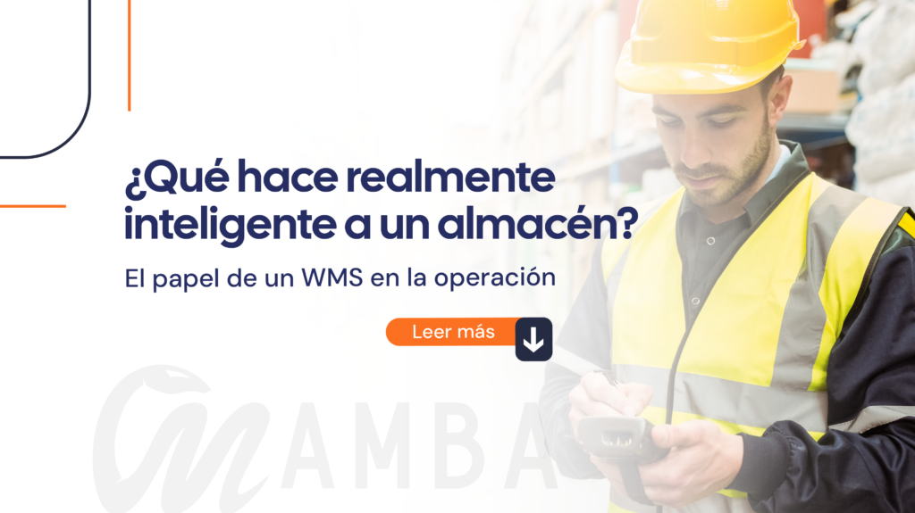 Alt text: Almacén inteligente con tecnología WMS para mejorar el control del inventario, la trazabilidad y los procesos logísticos.